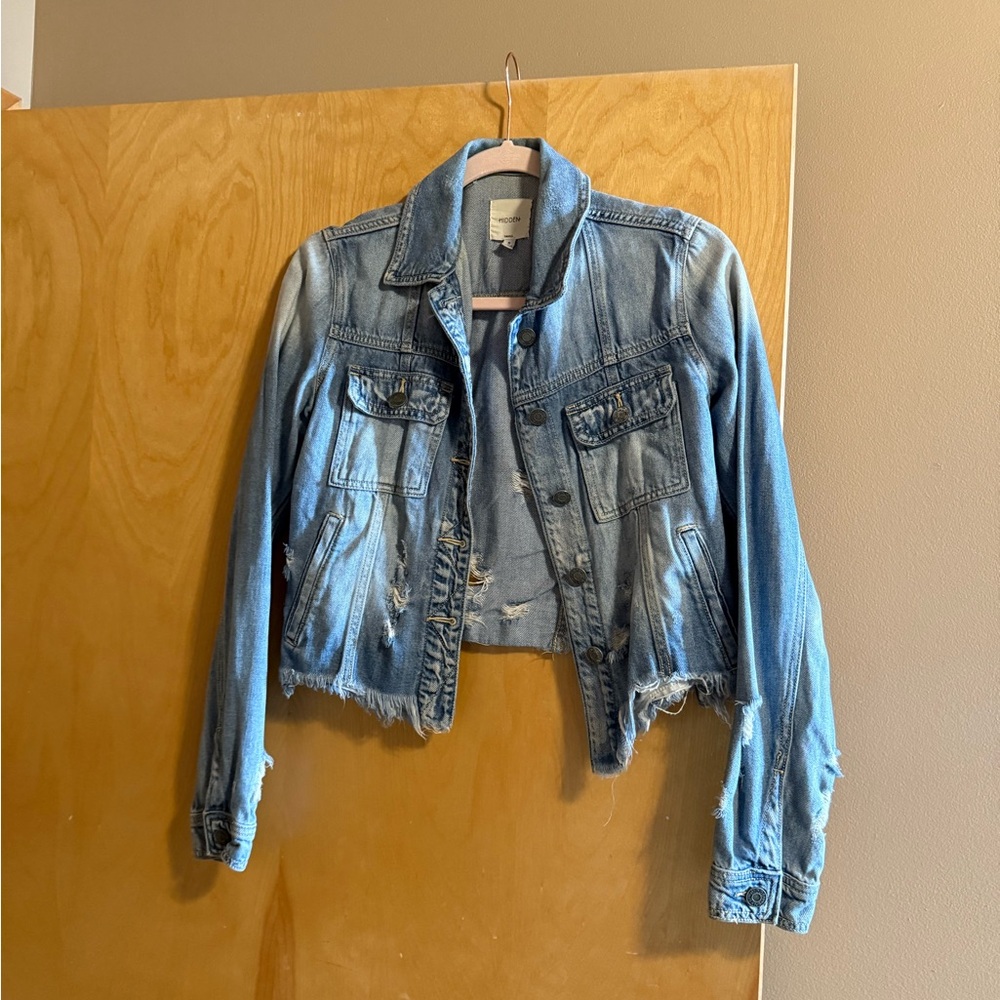 Hidden Denim Distressed Light Blue Denim Jacket